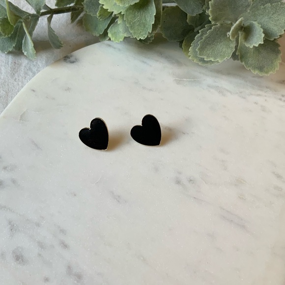 Jewelry - The Monroe - Black Stud Heart Earrings